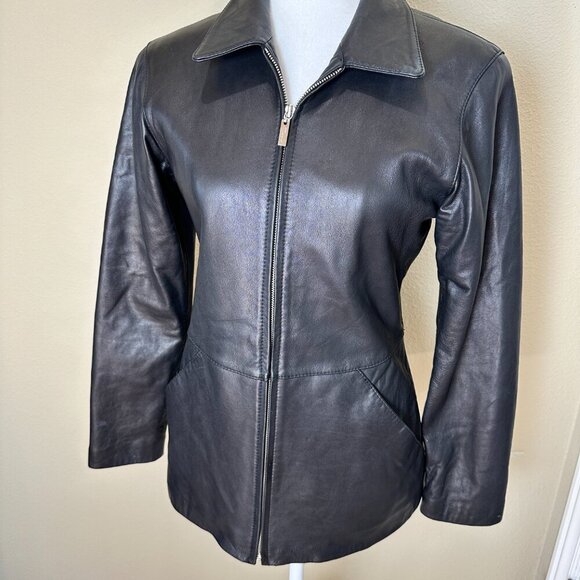 LUIS ALVEAR COLLECTION Real Leather Jacket Long Line Size Small Front Zip - Picture 5 of 13